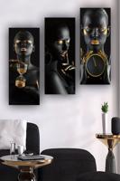 Fali dekoráció, 3 db, fekete-arany - - Butopêa